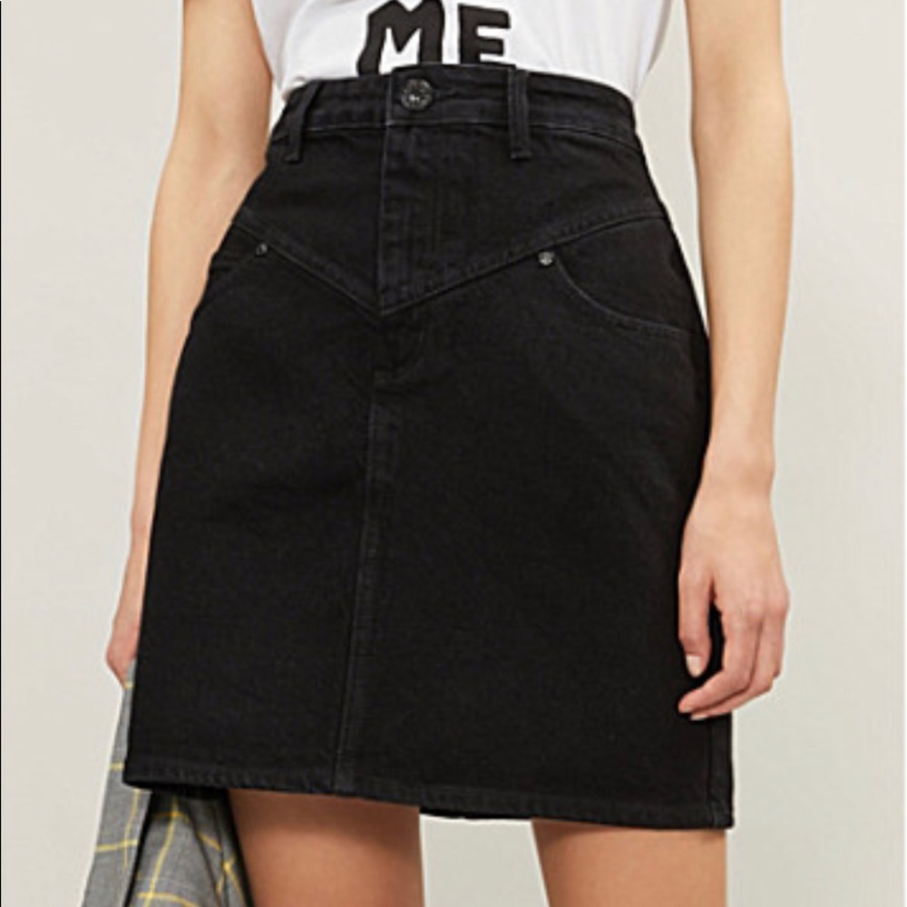 Sandro Zina High rise black denim mini skirt size small